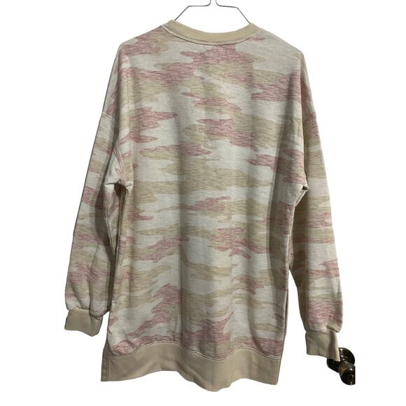 Old Navy Camo Oversize Sweatshirt Tunic Beige Pink Size S Tall - Picture 2 of 11